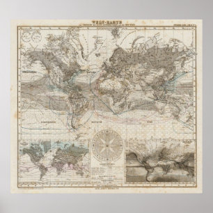 World map of Air Flow Poster