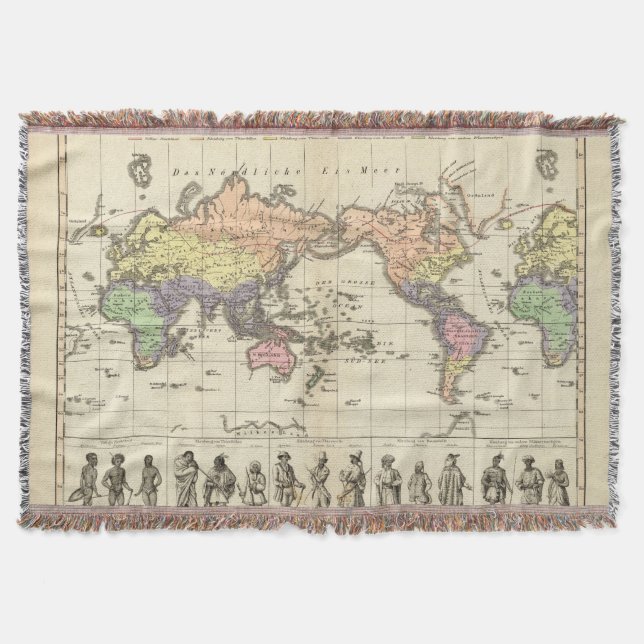World Map of Clothing Styles Throw Blanket (Front)