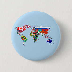 World Map of Flags 6 Cm Round Badge