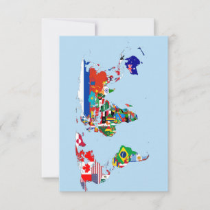 World Map of Flags Flat Thank You Card