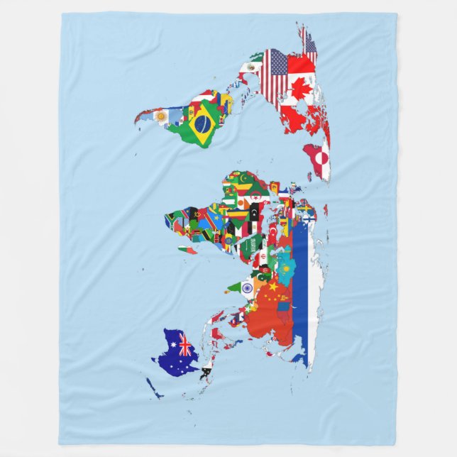 World Map of Flags Fleece Blanket (Front)