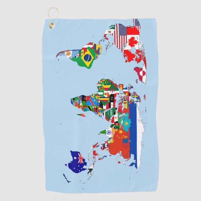 World Map of Flags Golf Towel (Front)