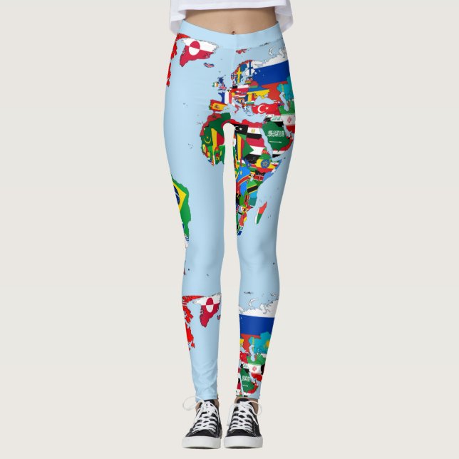 World Map of Flags Leggings (Front)