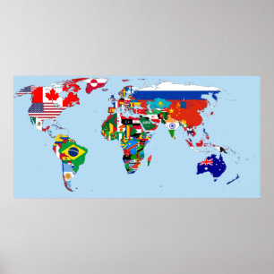 World Map of Flags poster