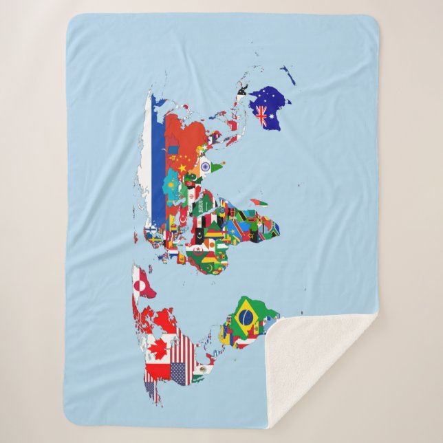 World Map of Flags Sherpa Blanket (Front)