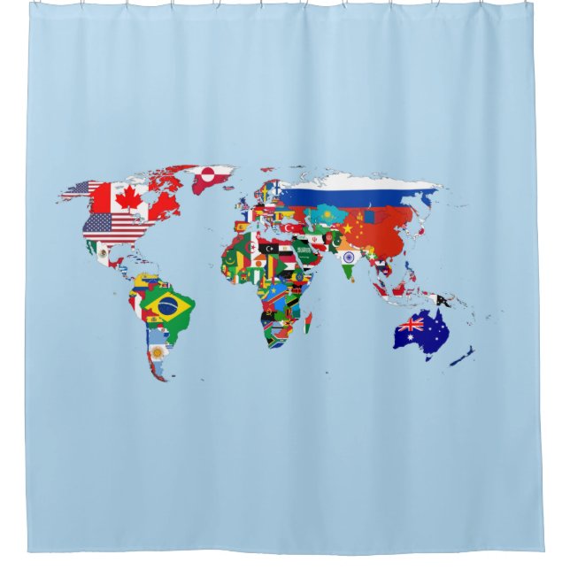 World Map of Flags Shower Curtain (Front)