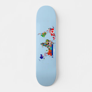 World Map of Flags Skateboard