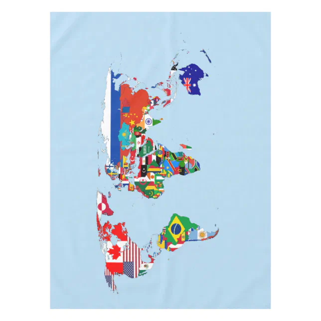 World Map Of Flags Tablecloth Zazzle