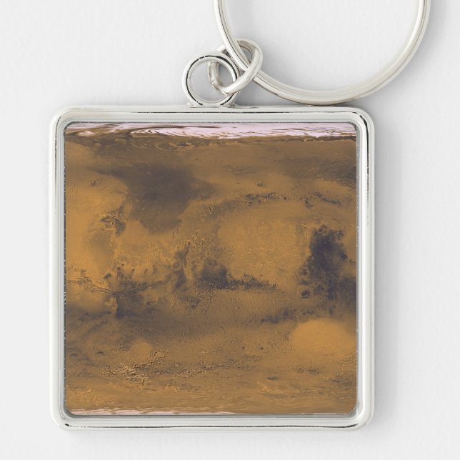 World Map of Mars Red Planet by Satellite  Key Ring (Front)