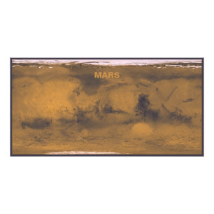 World Map of Mars Red Planet by Satellite Photo Print
