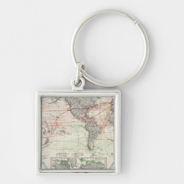 World Map of Ocean Currents Key Ring (Front)