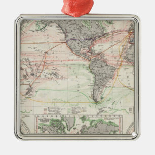 World Map of Ocean Currents Metal Ornament