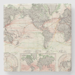 World Map of Ocean Currents Stone Coaster