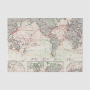 World Map of Ocean Currents Tissue Paper