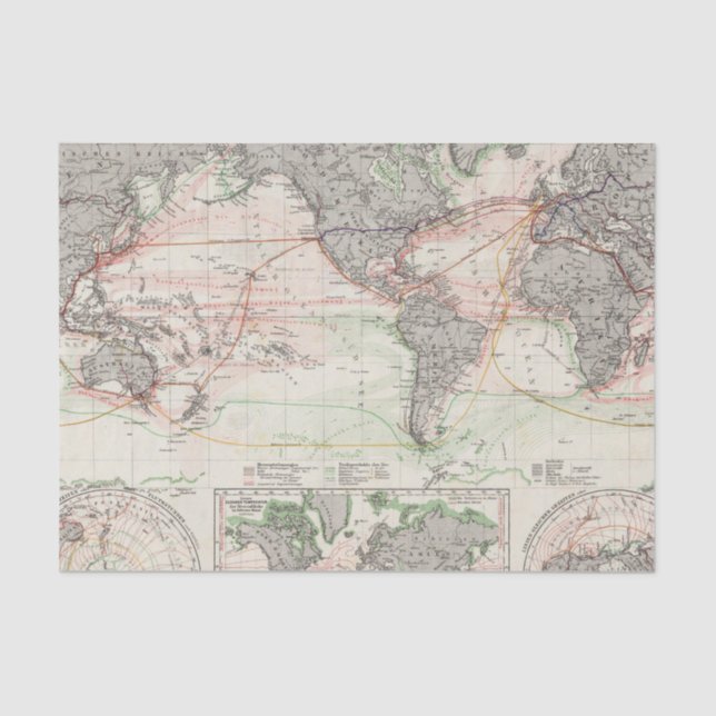 World Map of Ocean Currents Tissue Paper (Front)