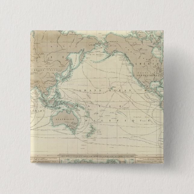 World Map of the Shipping Canals 15 Cm Square Badge (Front)