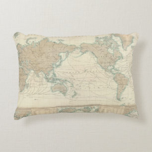 World Map of the Shipping Canals Decorative Cushion