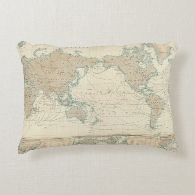 World Map of the Shipping Canals Decorative Cushion (Front)
