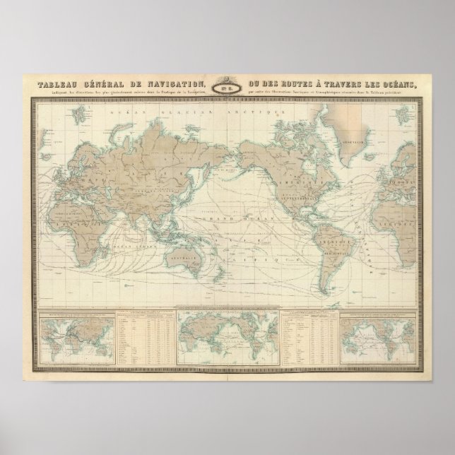 World Map of the Shipping Canals Poster (Front)