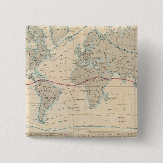 World Map of the Vegetation 15 Cm Square Badge (Front)