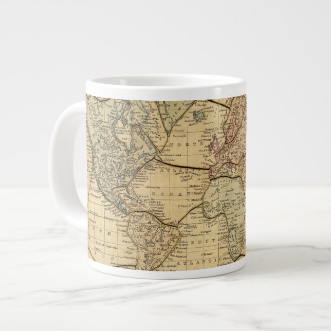 World map on Mercators Projection Large Coffee Mug (Front Left)