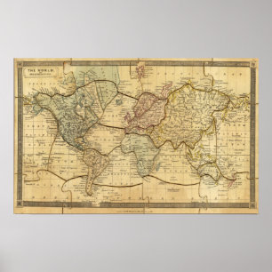 World map on Mercators Projection Poster