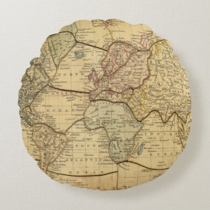 World map on Mercators Projection Round Cushion