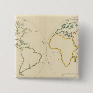 World Map Outline 2 15 Cm Square Badge
