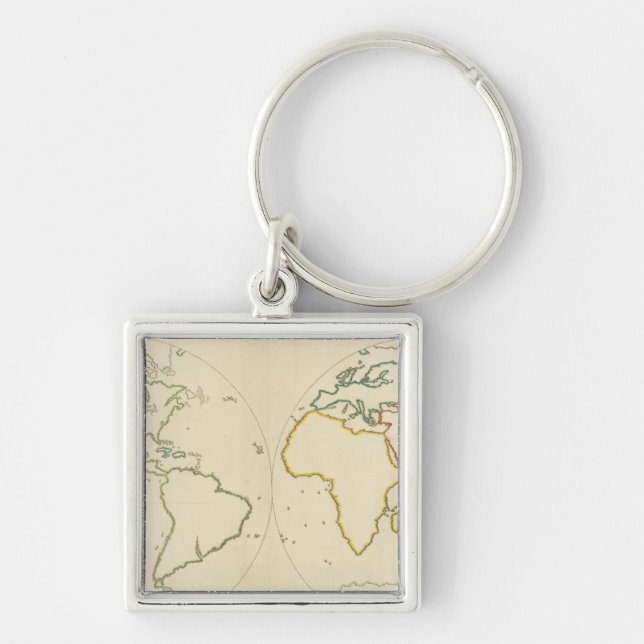 World Map Outline 2 Key Ring (Front)