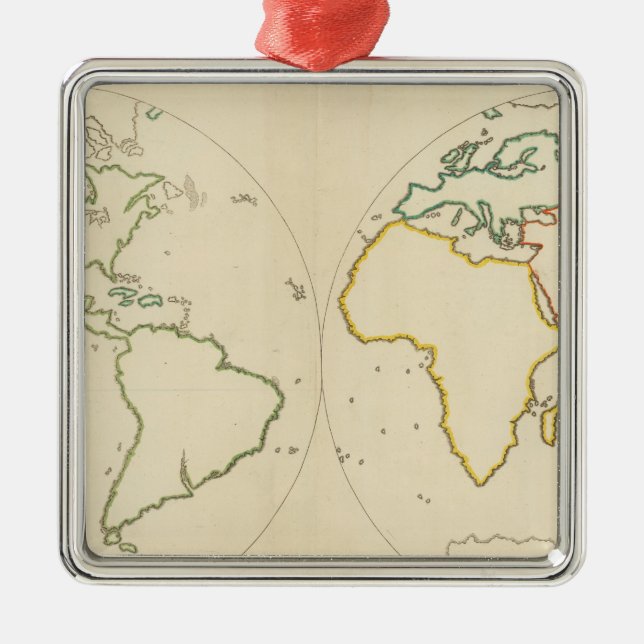 World Map Outline 2 Metal Ornament (Front)