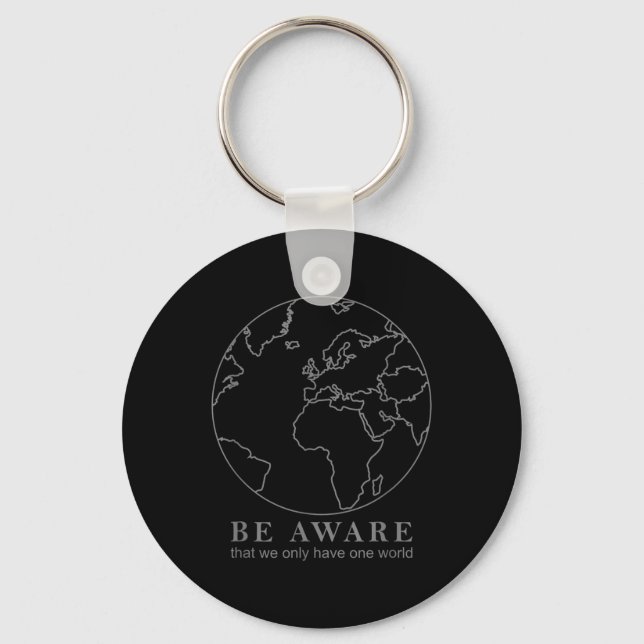 World Map Outline Environmental Protection Nature Key Ring (Front)