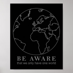 World Map Outline Environmental Protection Nature Poster