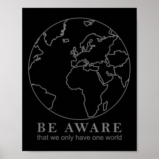 World Map Outline Environmental Protection Nature Poster (Front)