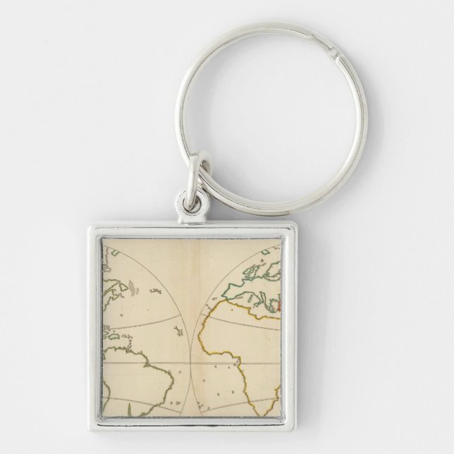 World Map Outline Key Ring (Front)