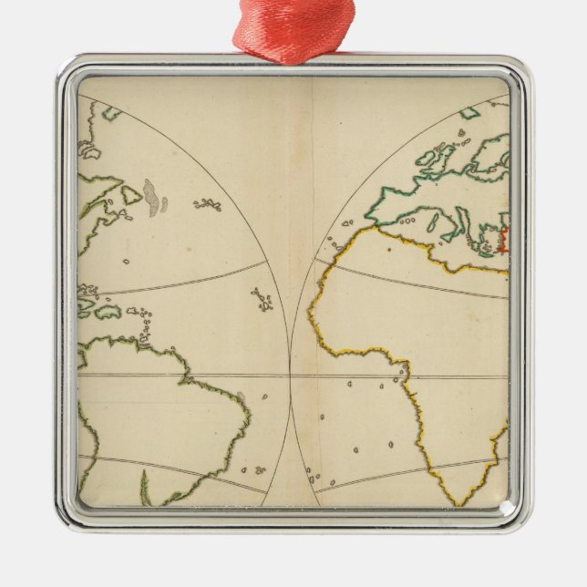 World Map Outline Metal Tree Decoration (Front)