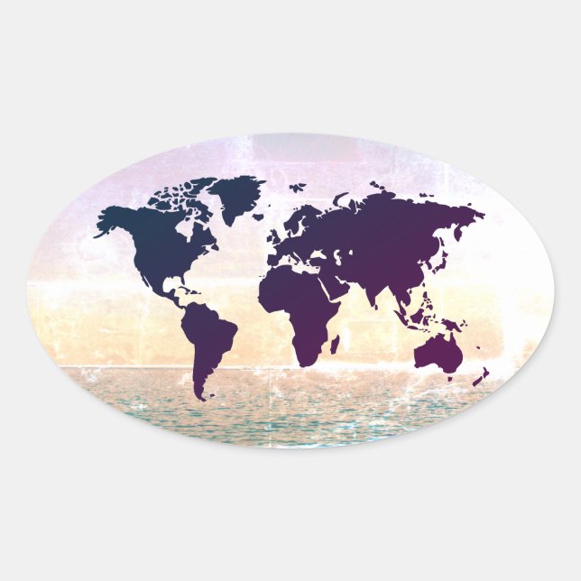 World Map Oval Sticker (Front)