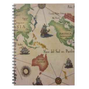 World Map Pacific Notebook