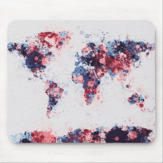 World Map Paint Splashes Mouse Pad