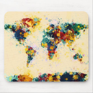 World Map Paint Splashes Mouse Pad