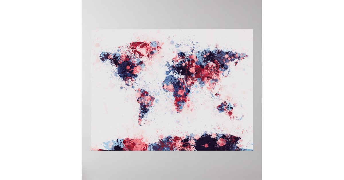 World Map Paint Splashes Poster | Zazzle