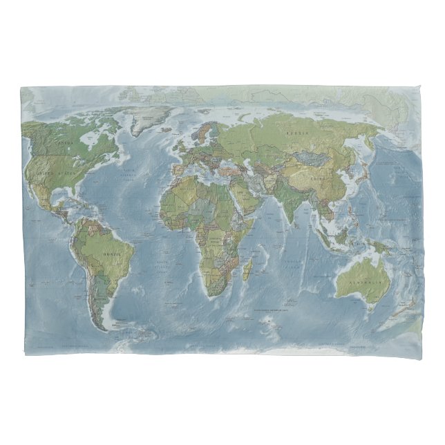 World Map Pillow Case - travel, wanderlust (Front)
