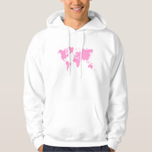 World Map - Pink Hoodie