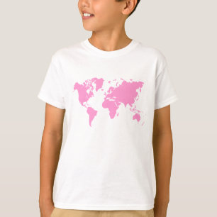 World Map - Pink T-Shirt