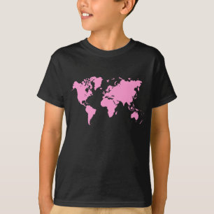 World Map - Pink T-Shirt