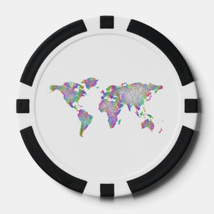 World map poker chips
