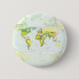 World Map Political Atlas Poster: Modern Decor 6 Cm Round Badge