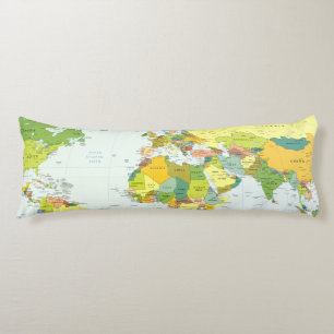 World Map Political Atlas Poster: Modern Decor Body Cushion
