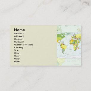 World Map Political Atlas Poster: Modern Decor Business Card