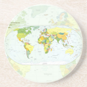 World Map Political Atlas Poster: Modern Decor Coaster