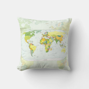 World Map Political Atlas Poster: Modern Decor Cushion